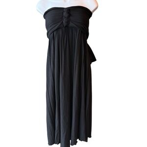 Zen‎ Knits Strapless Maxi Dress Black Smocked Bodice Size Small NWT